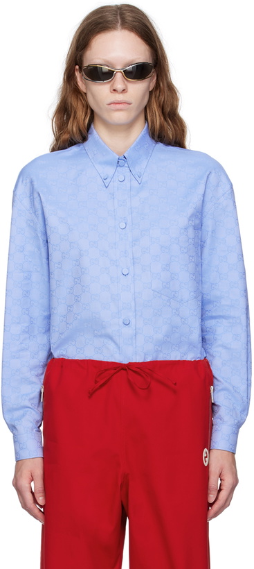 Photo: Gucci Blue GG Supreme Shirt