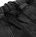 AMI - Logo-Embroidered Acid-Wash Cotton-Jersey Shorts - Black