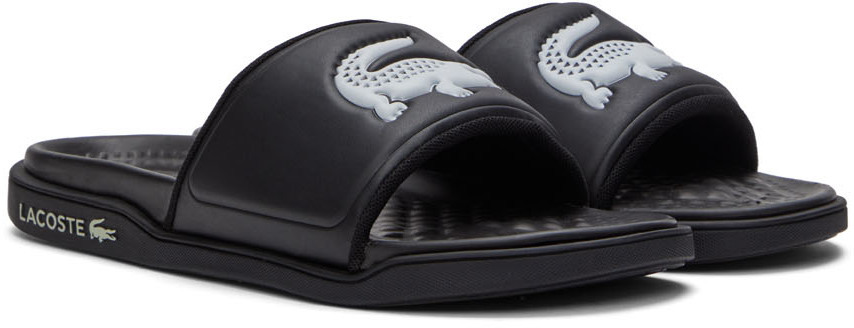 Lacoste Black Croco Dualiste Slides Lacoste