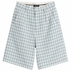 Nahmias Men's Plaid Pleated Shorts in Steel Blue Plaid