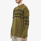 Margaret Howell Men's Oversized Fairisle Knit in Olive/Charcoal