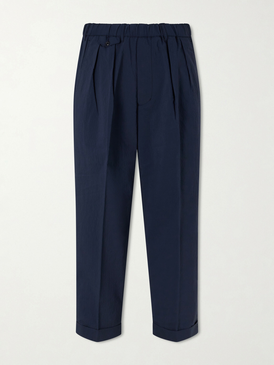 Beams Plus - Straight-Leg Pleated Seersucker Suit Trousers - Blue