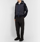 Moncler - Panelled Quilted Shell and Virgin Wool-Blend Hooded Down Jacket - Navy