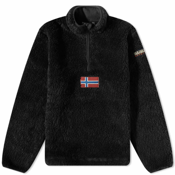 Photo: Napapijri Men's Logo Flag Half Zip Sweat in Black