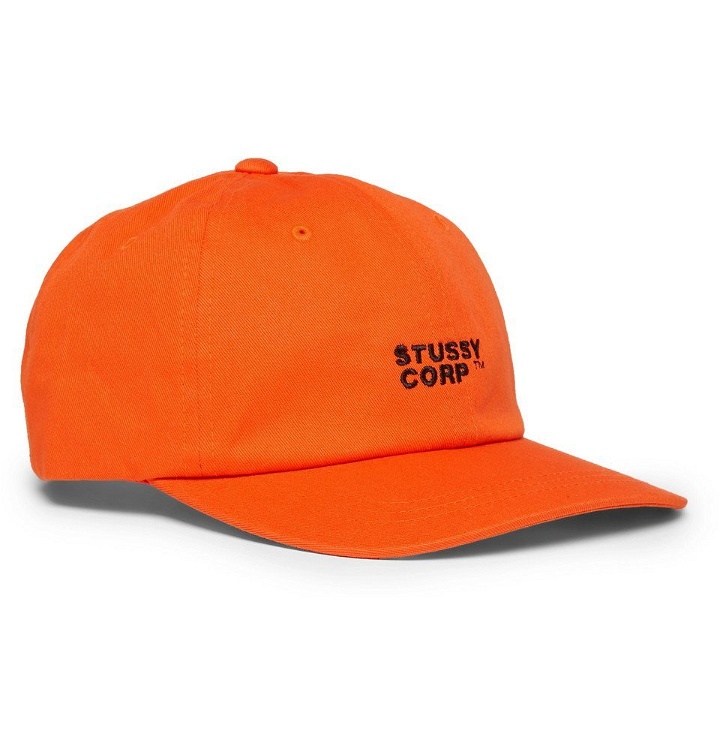 Photo: Stüssy - Logo-Embroidered Cotton-Twill Baseball Cap - Orange