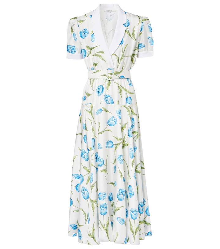 Photo: Rodarte Belted floral silk twill midi dress