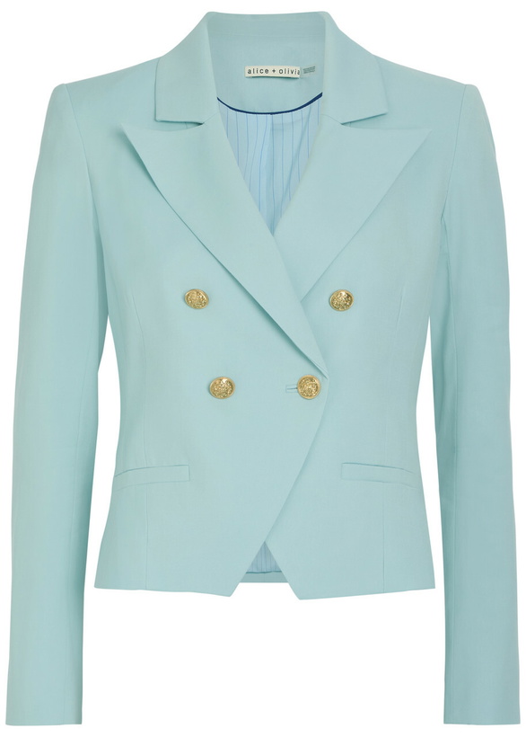 Photo: Alice + Olivia Sable Double-breasted Cropped Blazer Blue