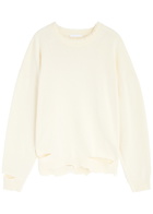 Helmut Lang Distressed Cotton-blend Jumper Ivory