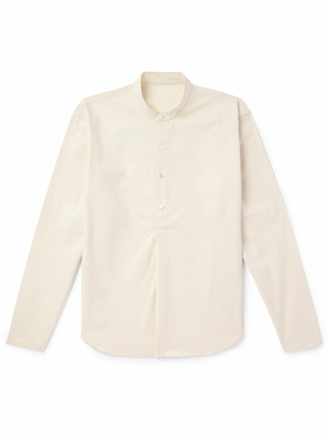 Stòffa - Grandad-Collar Cotton-Poplin Half-Placket Shirt - Neutrals