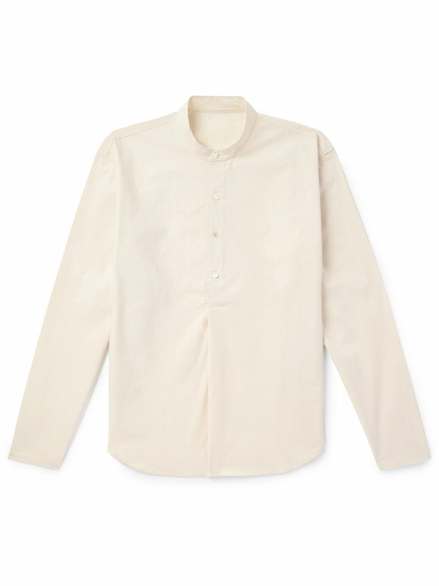 Photo: Stòffa - Grandad-Collar Cotton-Poplin Half-Placket Shirt - Neutrals