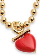 Timeless Pearly Heart 24kt Gold-plated Necklace - Red - One Size