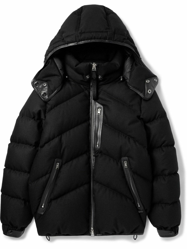 Photo: TOM FORD - Leather-Trimmed Quilted Wool and Cashmere-Blend Down Jacket - Black