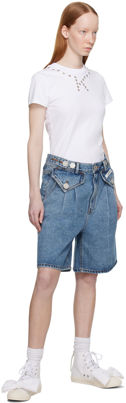☆TWO POCKETS DENIM SHORTS/KIMHEKIM☆ KIMHĒKIM Blue Two-Pocket Denim Shorts KIMHĒKIM