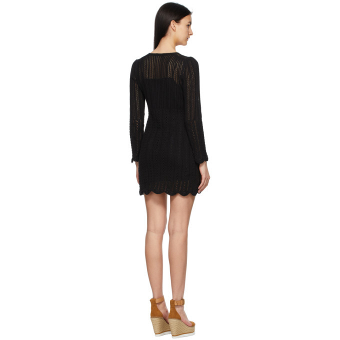 ワンピース Chloe Black crochet mini dress See by Chloe Black Crochet V-Neck Dress See by Chloe