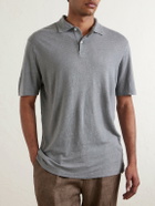 Hartford - Knitted Linen Polo Shirt - Gray