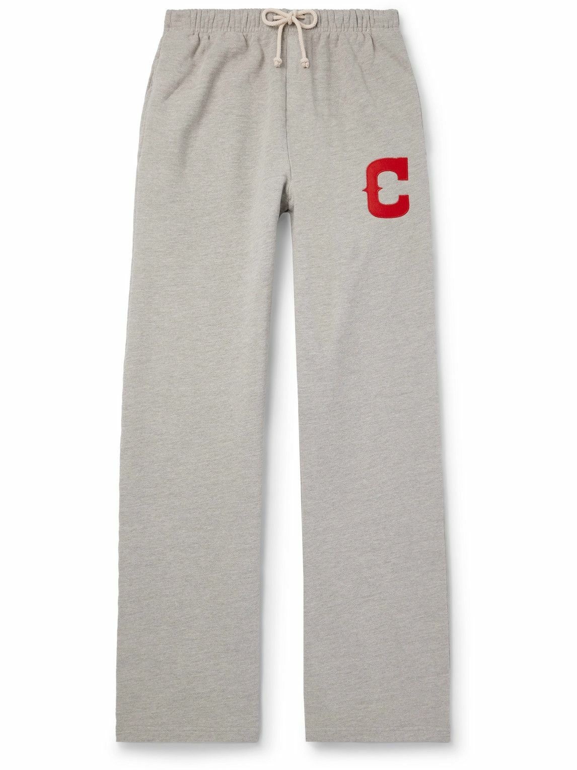 Photo: Cherry Los Angeles - Parachute Straight-Leg Logo-Appliquéd Cotton-Jersey Sweatpants - Gray
