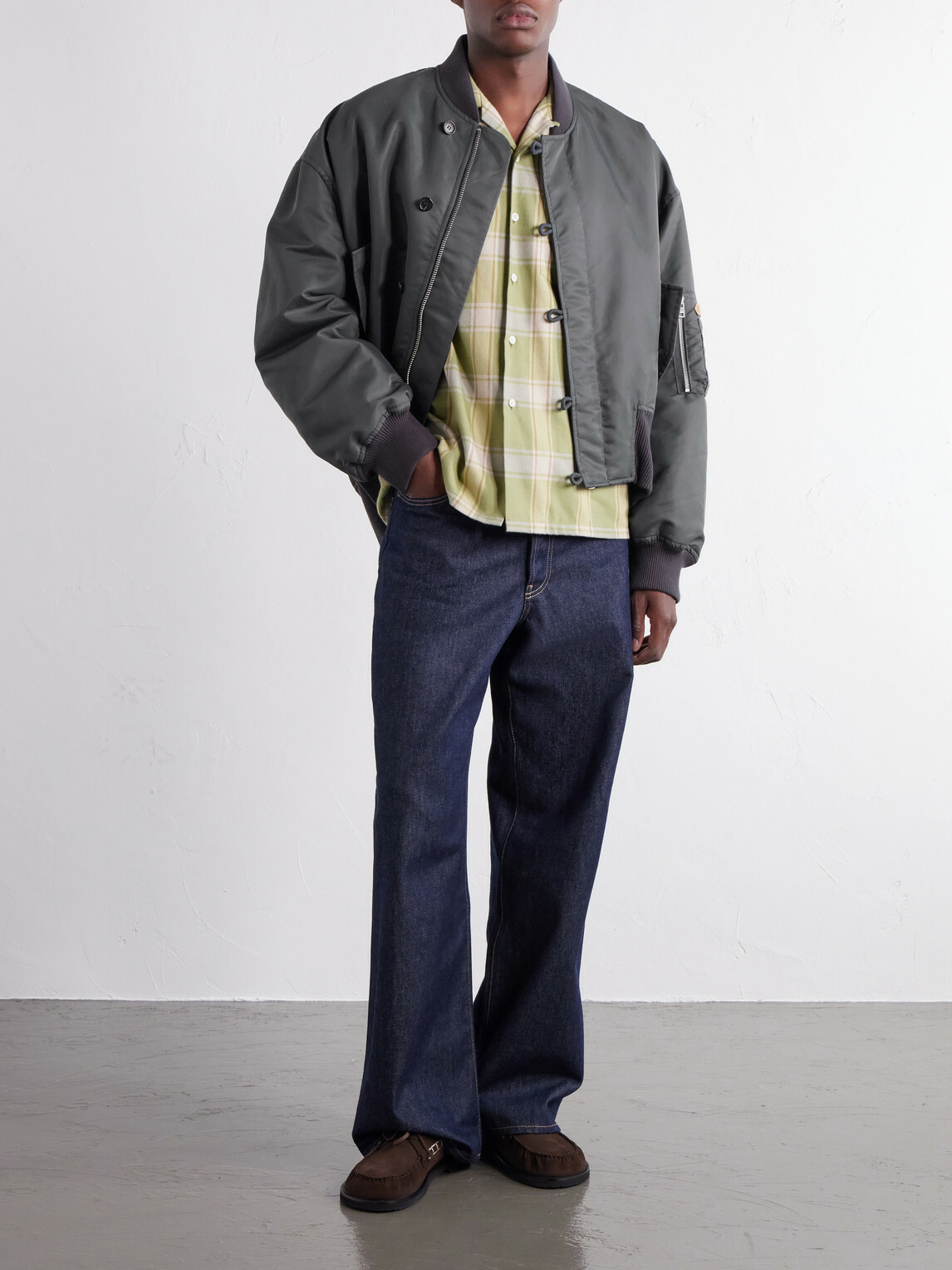 JW Anderson - Rib-Trimmed Shell Bomber Jacket - Gray