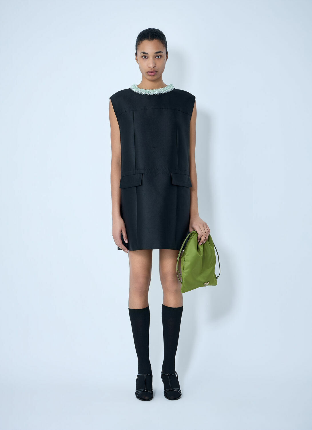 Prada Embellished Neckline Sleeveless Dress