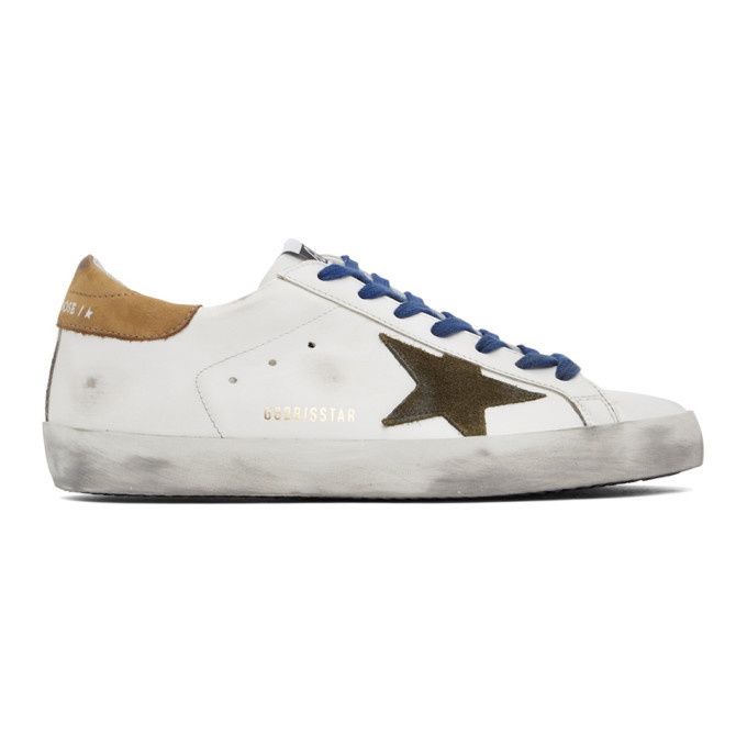 Photo: Golden Goose White and Khaki Superstar Sneakers