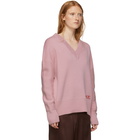 AMI Alexandre Mattiussi Pink Oversized Logo Sweater