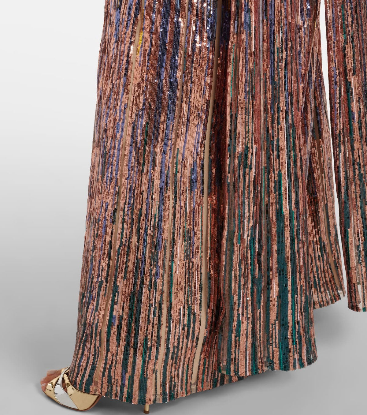 Elie Saab Sequined scarf-detail strapless gown