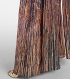 Elie Saab Sequined scarf-detail strapless gown