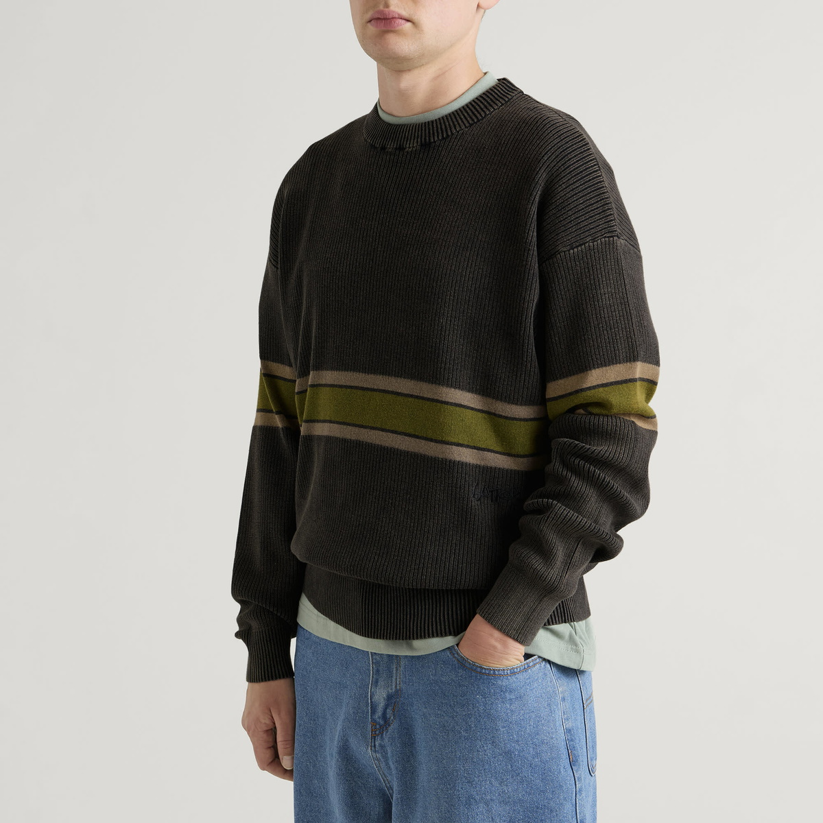 Butter Goods Men's Break Knit Jumper in Washed Black