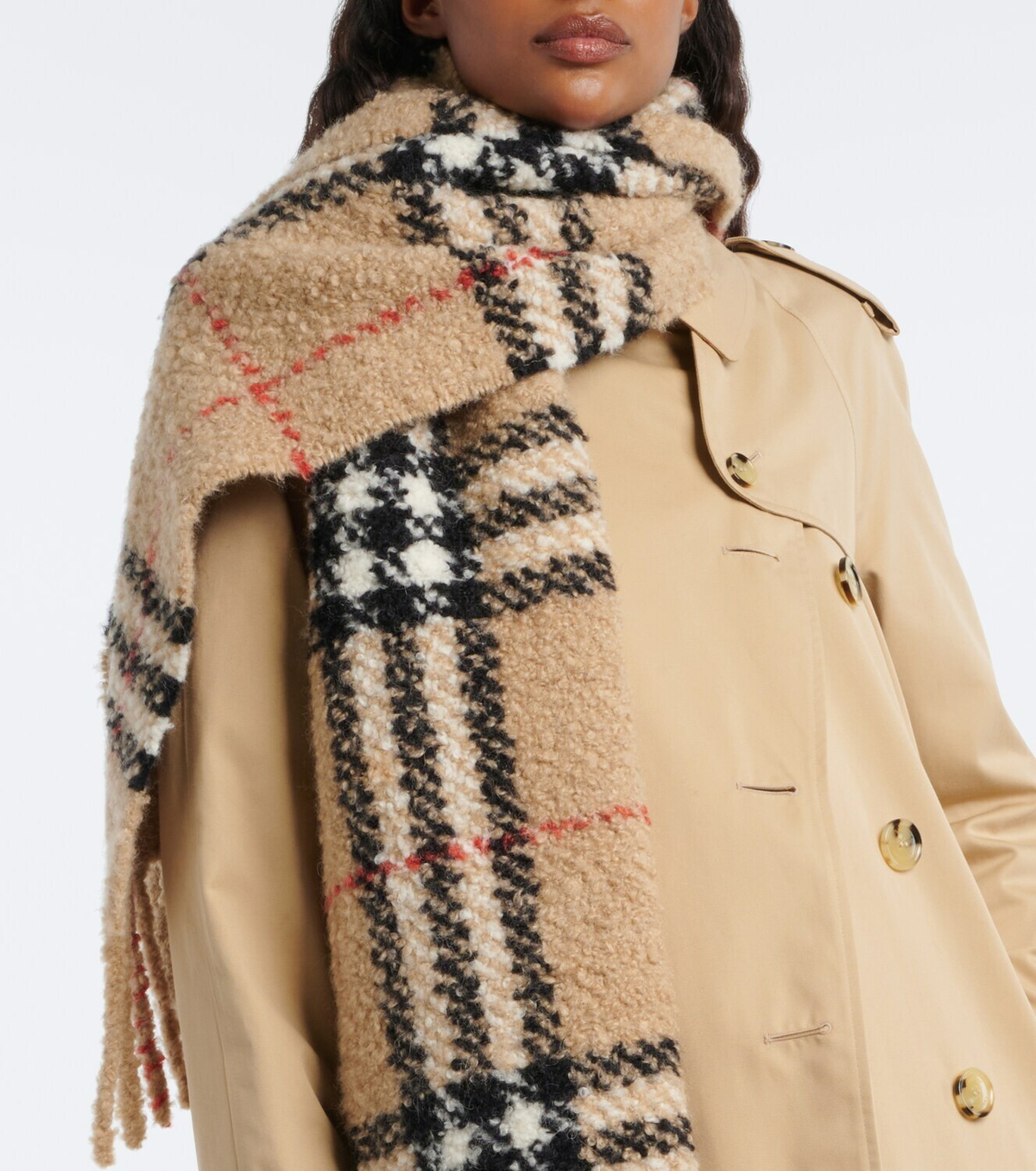Burberry Burberry Check alpaca and wool bouclé scarf