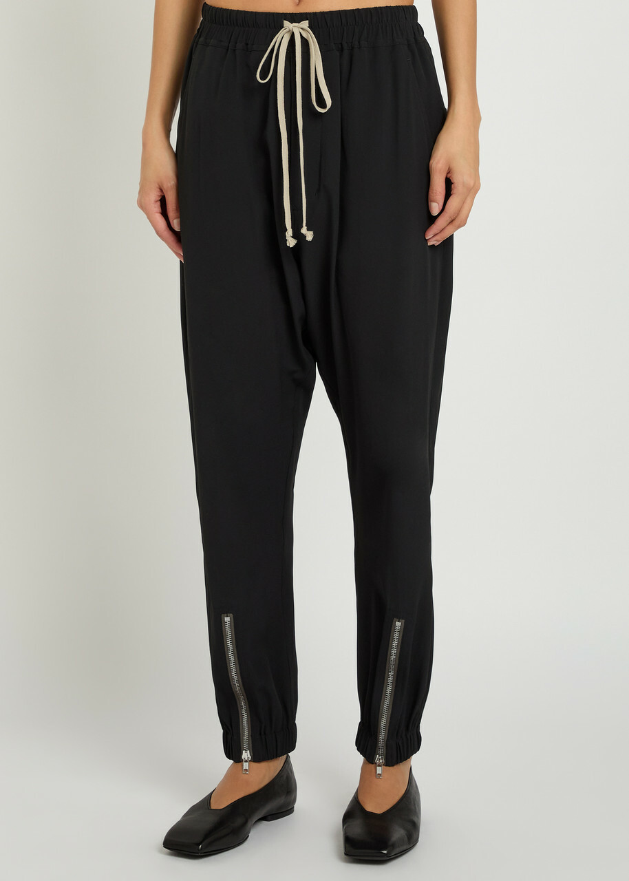 Rick Owens Tectual Tapered-leg Crepe Trousers Black
