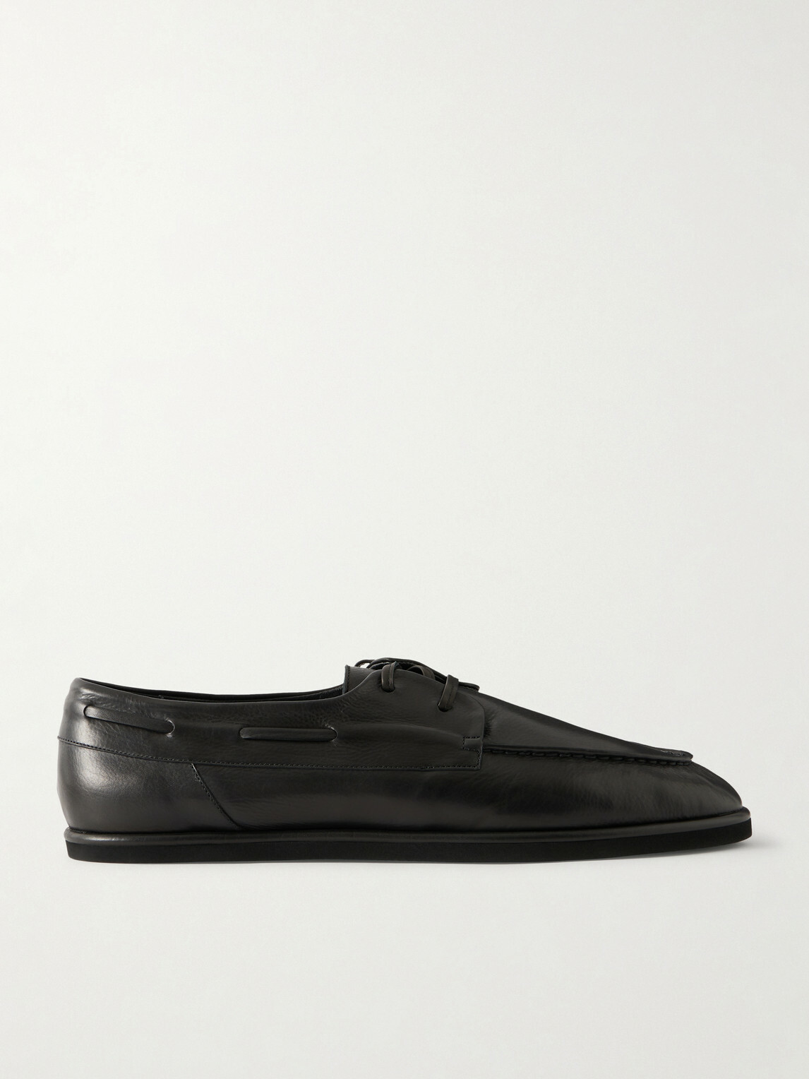 Auralee - Leather Boat Shoes - Black