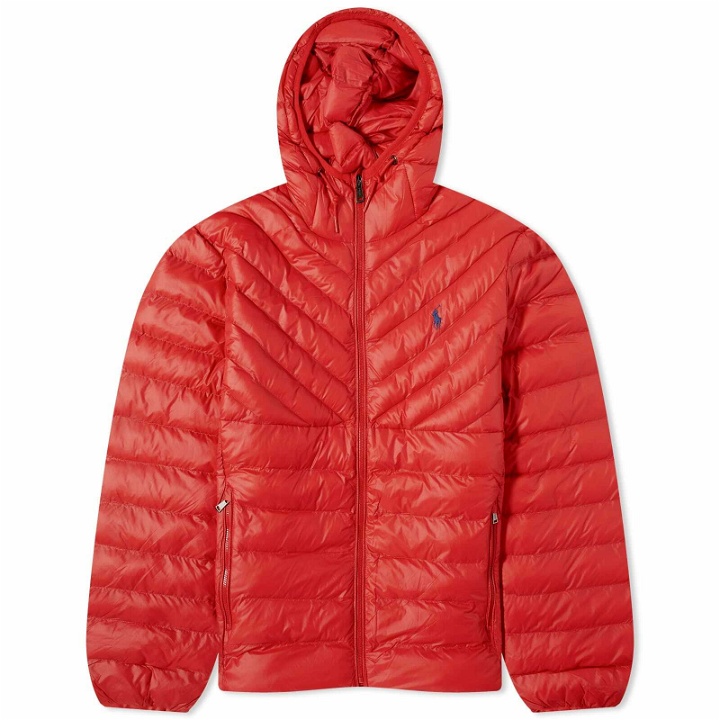 Photo: Polo Ralph Lauren Men's Terra Chevron Insulated Hooded Jacket in Rl2000 Red