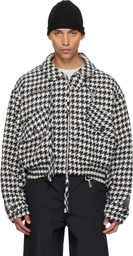 Reese Cooper Navy & White Houndstooth Storm Flap Jacket