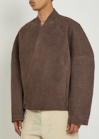 Jacquemus Le Blouson Berger Wrapped Nubuck Jacket Dark Brown