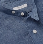 Boglioli - Slim-Fit Grandad-Collar Linen Shirt - Men - Blue
