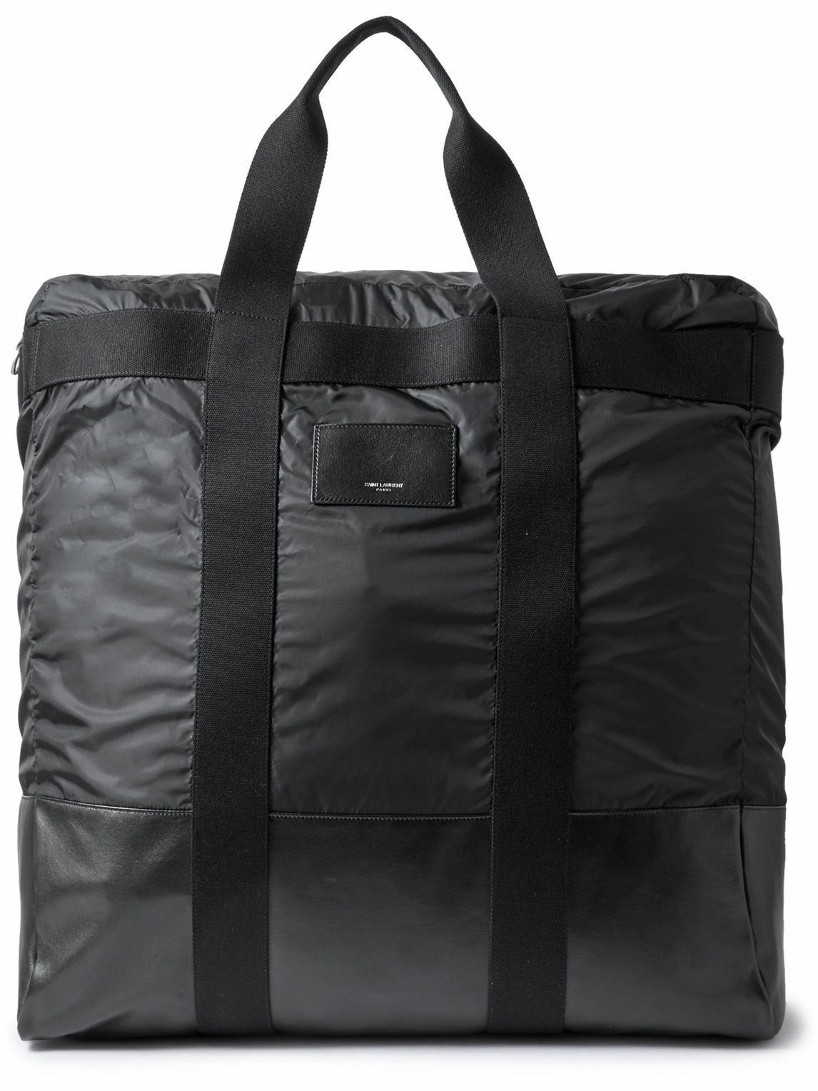 Photo: SAINT LAURENT - Logo-Embossed Leather-Trimmed ECONYL® Tote Bag