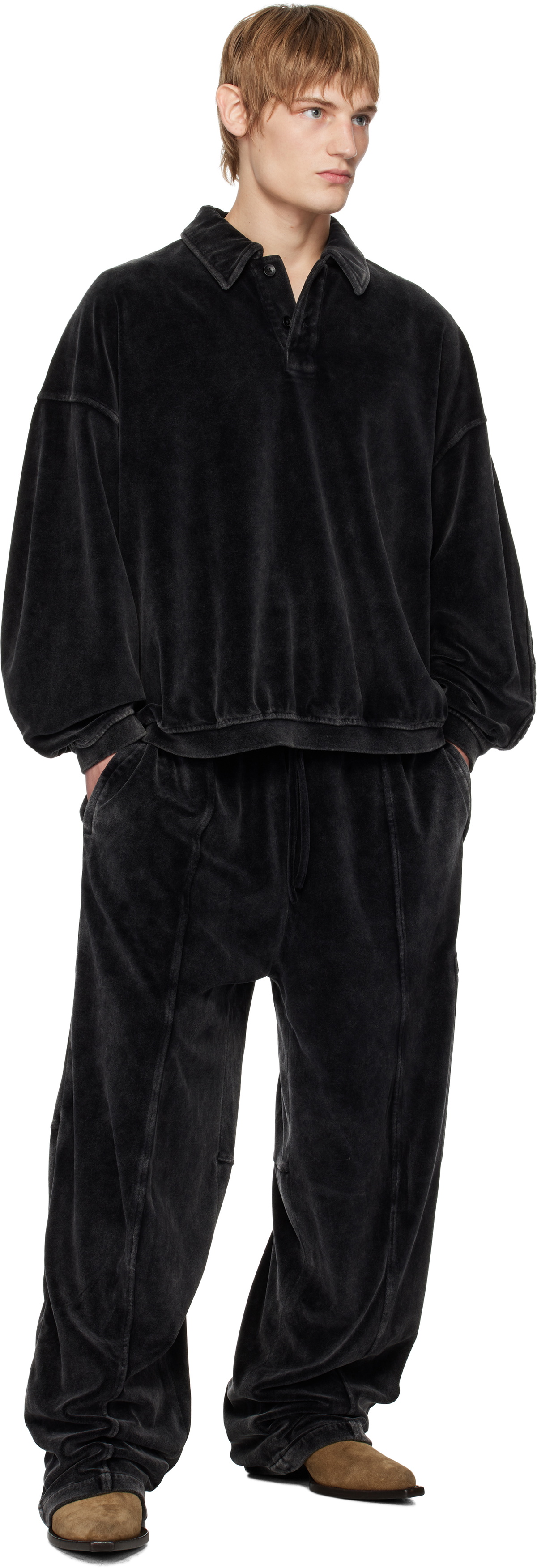 Alexander Wang Black Embossed Logo Sweatpants