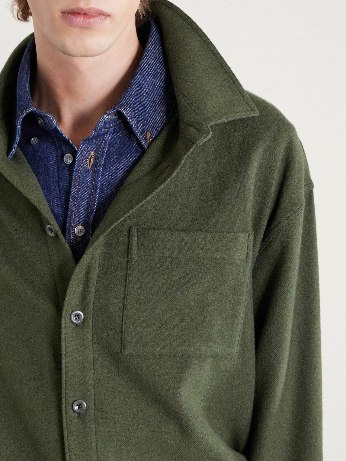 The Elder Statesman - Wool, Silk and Cashmere-Blend Overshirt - Green