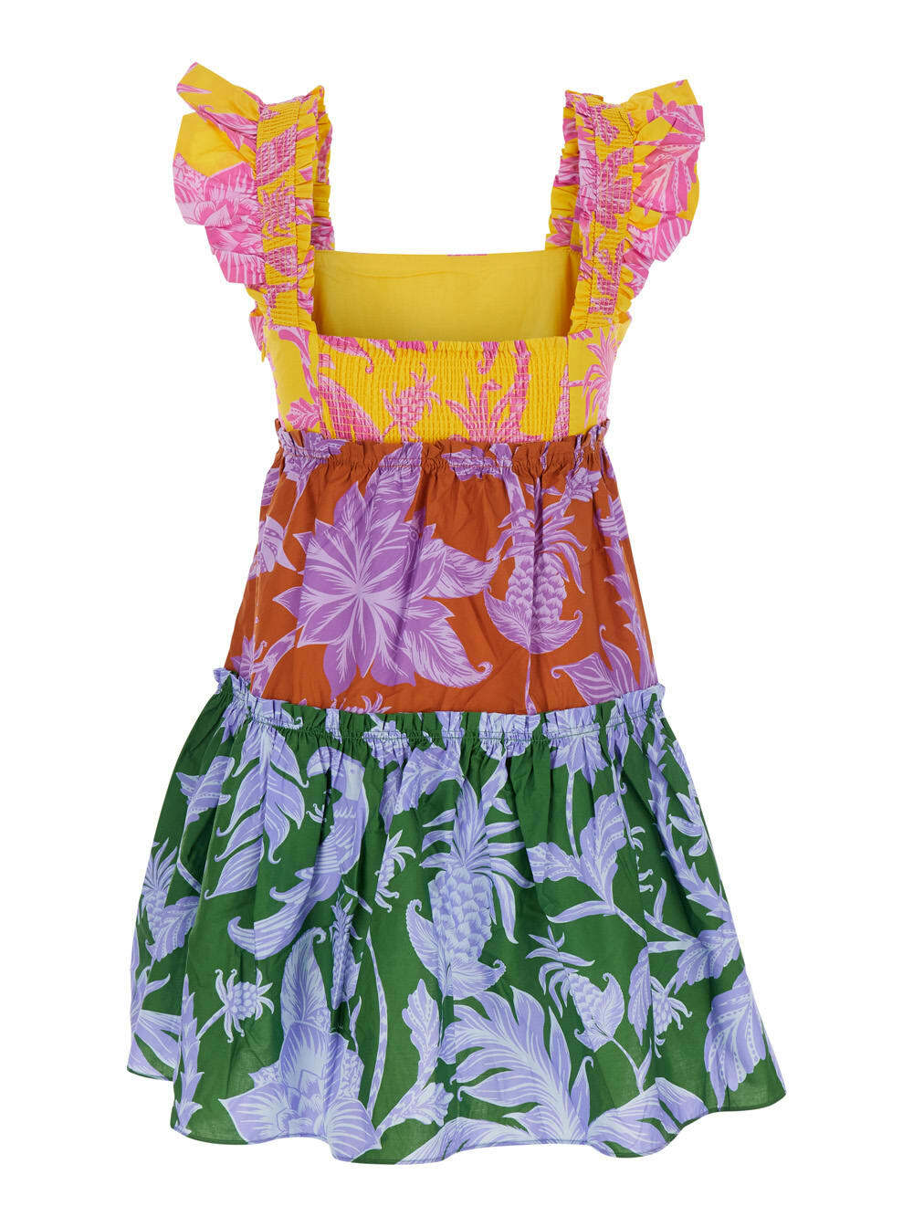 Farm Rio Multicolor Dress With All-over Floral Motif And Ruffled Skirt In  Cotton Woman Farm Rio