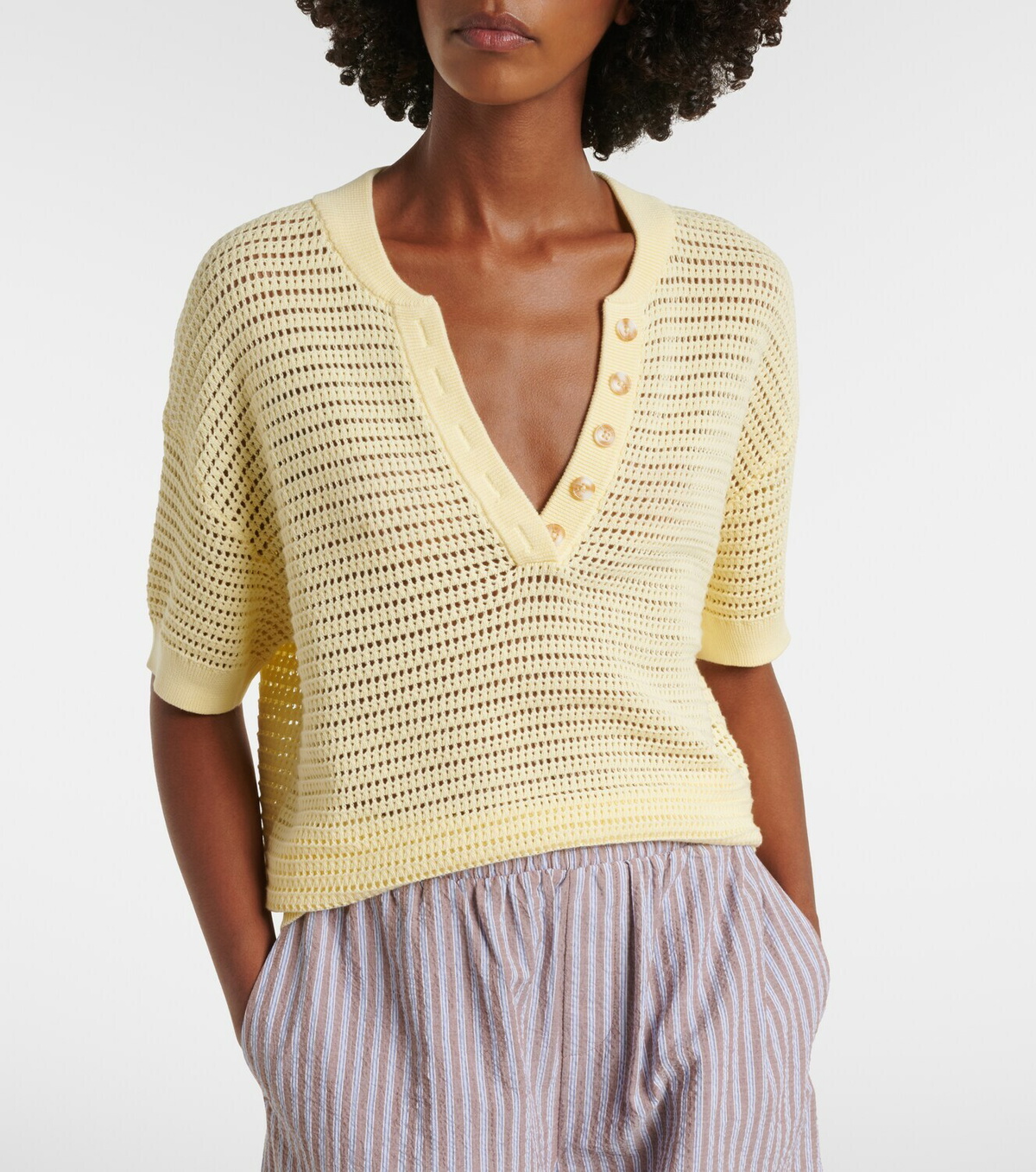 Varley Callie open-knit cotton top