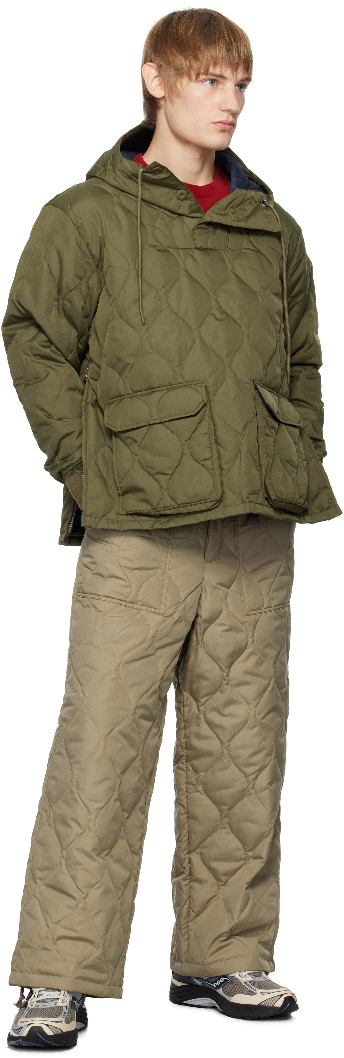 TAION Beige Military Down Trousers