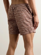 Mr P. - Straight-Leg Mid-Length Printed Swim Shorts - Brown