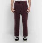 Wacko Maria - Tapered Pleated Cotton and Cashmere-Blend Corduroy Trousers - Men - Burgundy