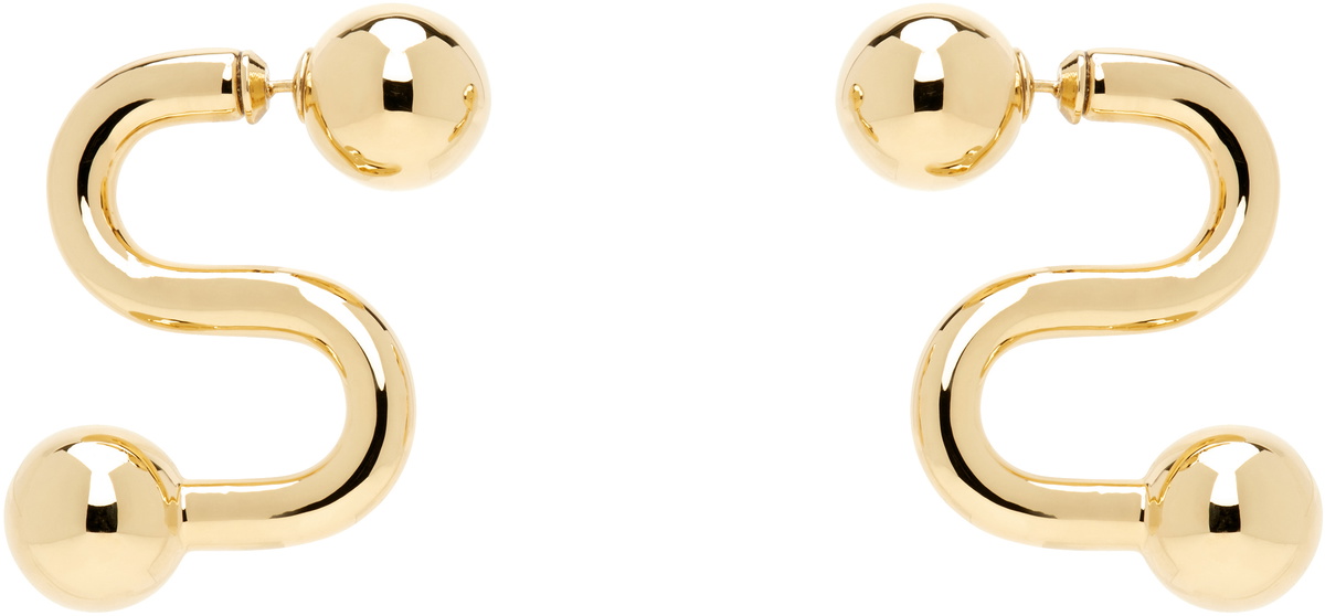 Sportmax Gold Monogram Earrings