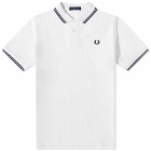 Fred Perry Authentic Men's Slim Fit Twin Tipped Polo Shirt in White/French Navy
