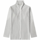 Homme Plissé Issey Miyake Men's Pleated Zip Jacket in Light Grey