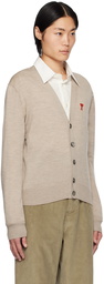 AMI Paris Beige Ami de Cœur Cardigan