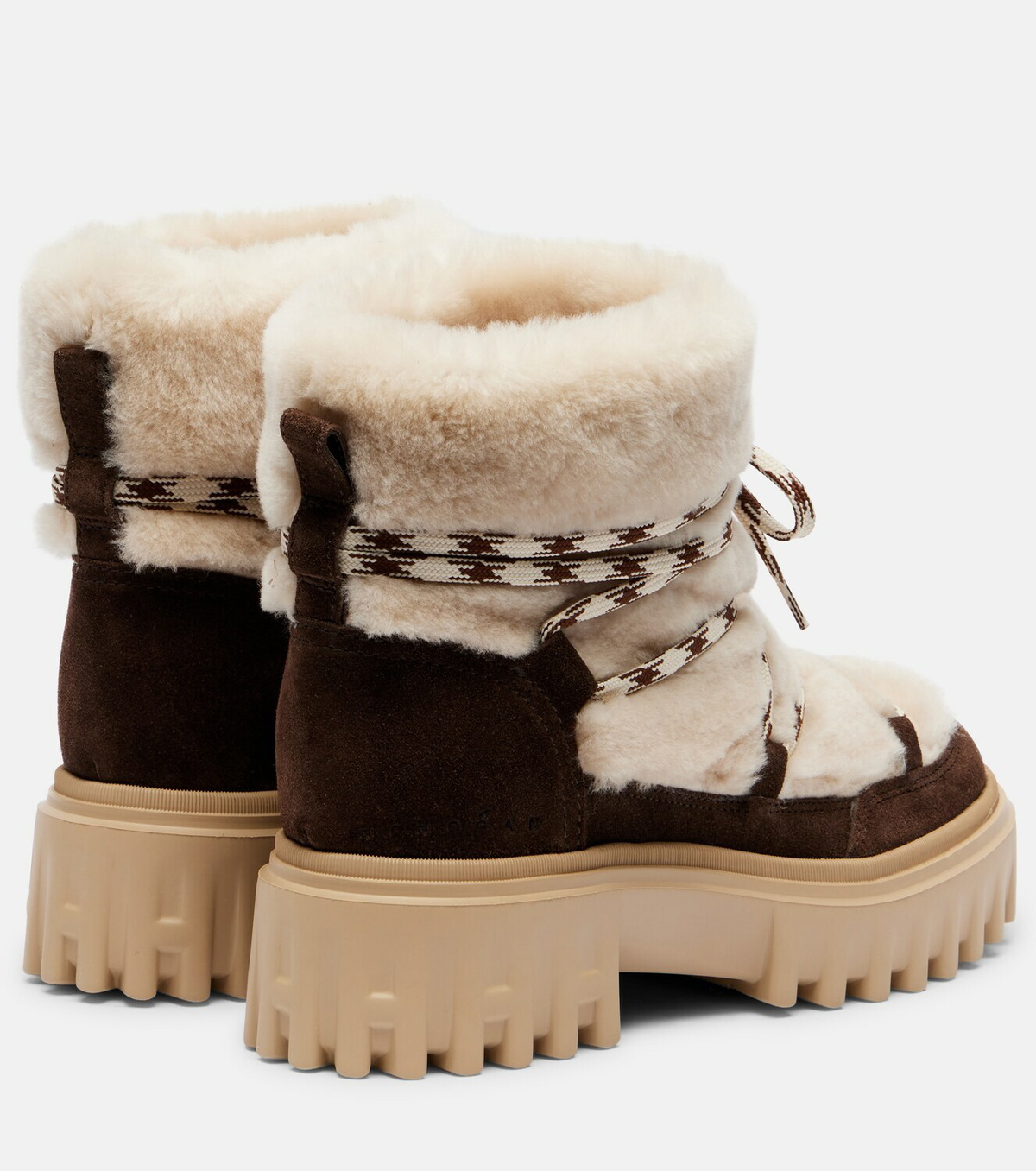 Hogan Suede and shearling lace-up boots