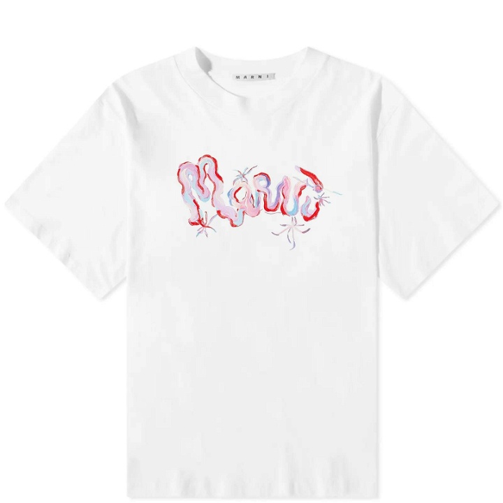 Photo: Marni Men's Scribe Logo T-Shirt in Lily White
