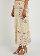 Rabanne Bead-embellished Crochet Cotton Midi Skirt Ecru