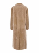 Blancha Beige Coat With Classic Lapels And Reversible Design In Fur Woman